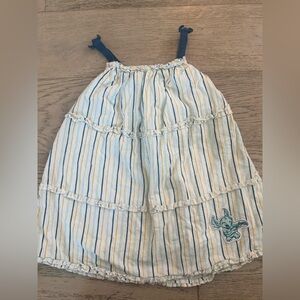 Disney Ruffled Strap Dress with Navy Accents - White, Navy, Green